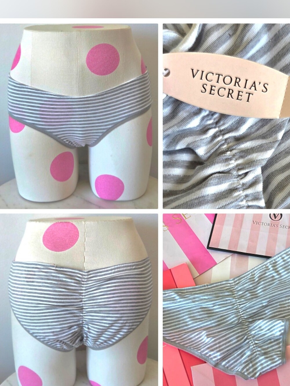 Victoria's Secret VTG Cotton Lingerie Striped Hiphugger Panty NWT Scrunch Butt